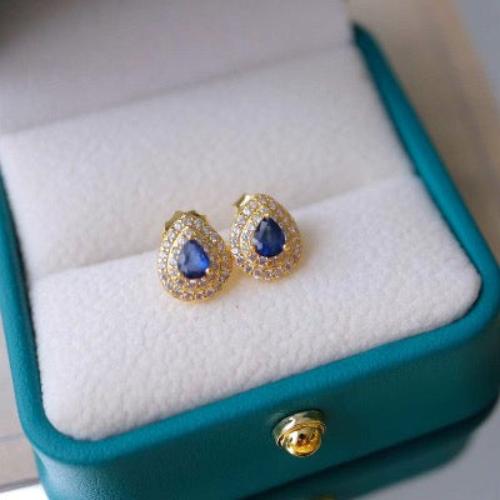 Pear-cut Sapphire Earrings -  Real Sapphire