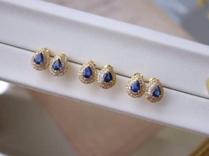 Pear-cut Sapphire Earrings -  Real Sapphire