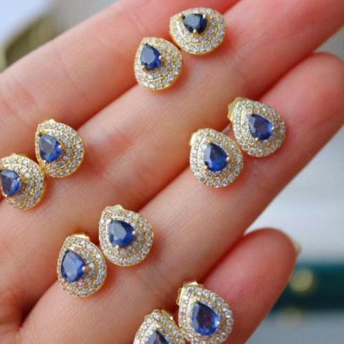 Pear-cut Sapphire Earrings -  Real Sapphire