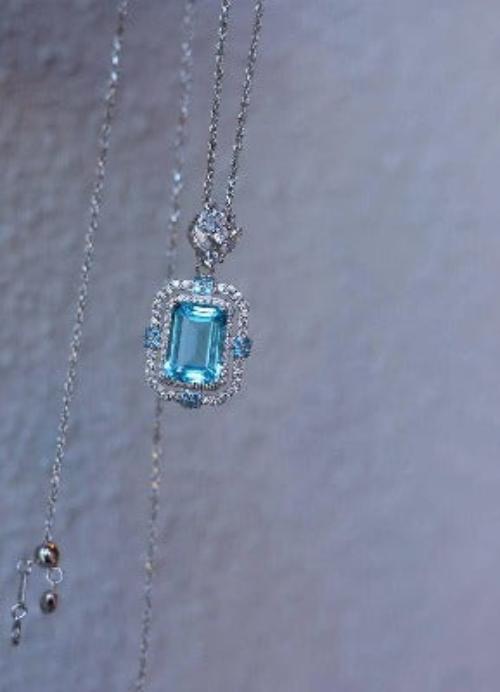 Ice Queen - Sparkling Blue Topaz Large Pendant Necklace