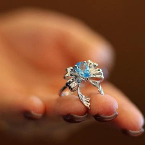 Princess Style Blue Topaz Rings - adjustable